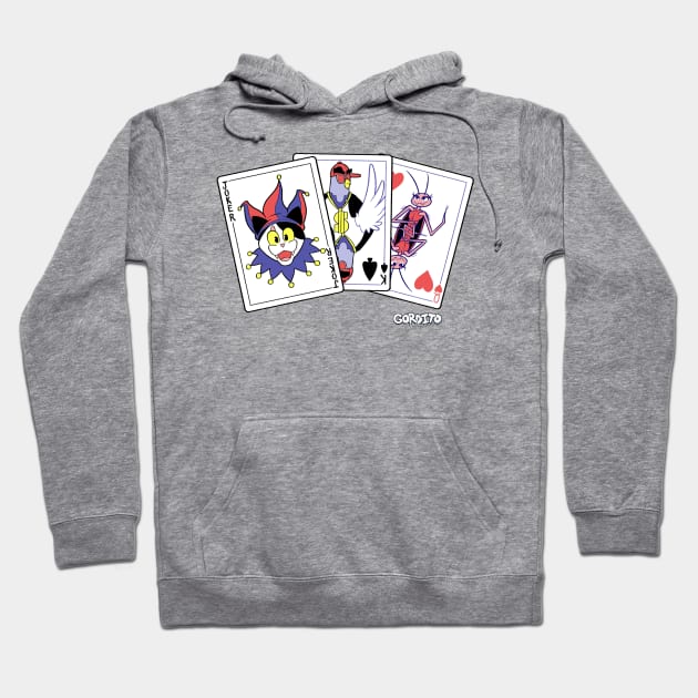 Card Trio - Hand Hoodie by Gorditothebodegacat